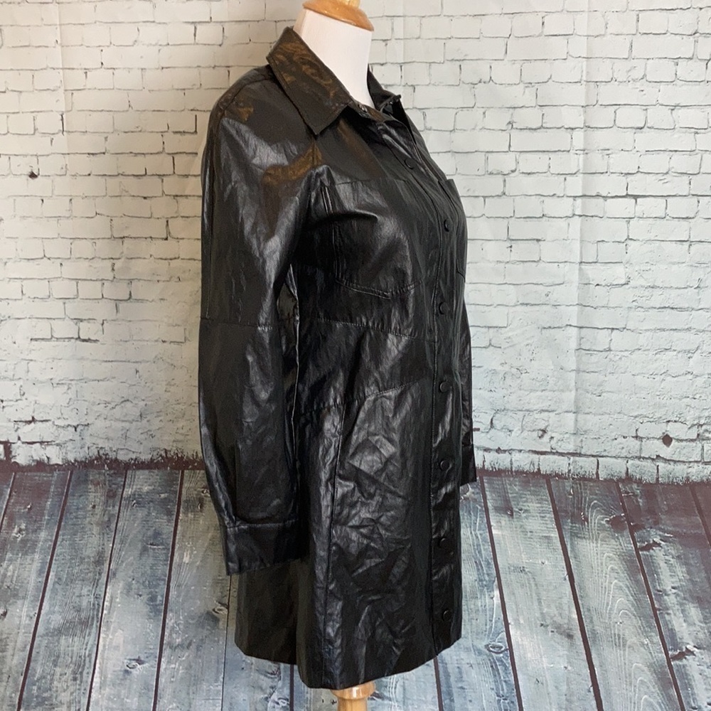 Zara Faux Vegan Leather Long Sleeve Mini Dress Party Bloggers Favorite Goth - Picture 8 of 16